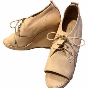Y2K Rag & Bone Tan Leather Sahara Oxford Wedge Open Toe Booties 10